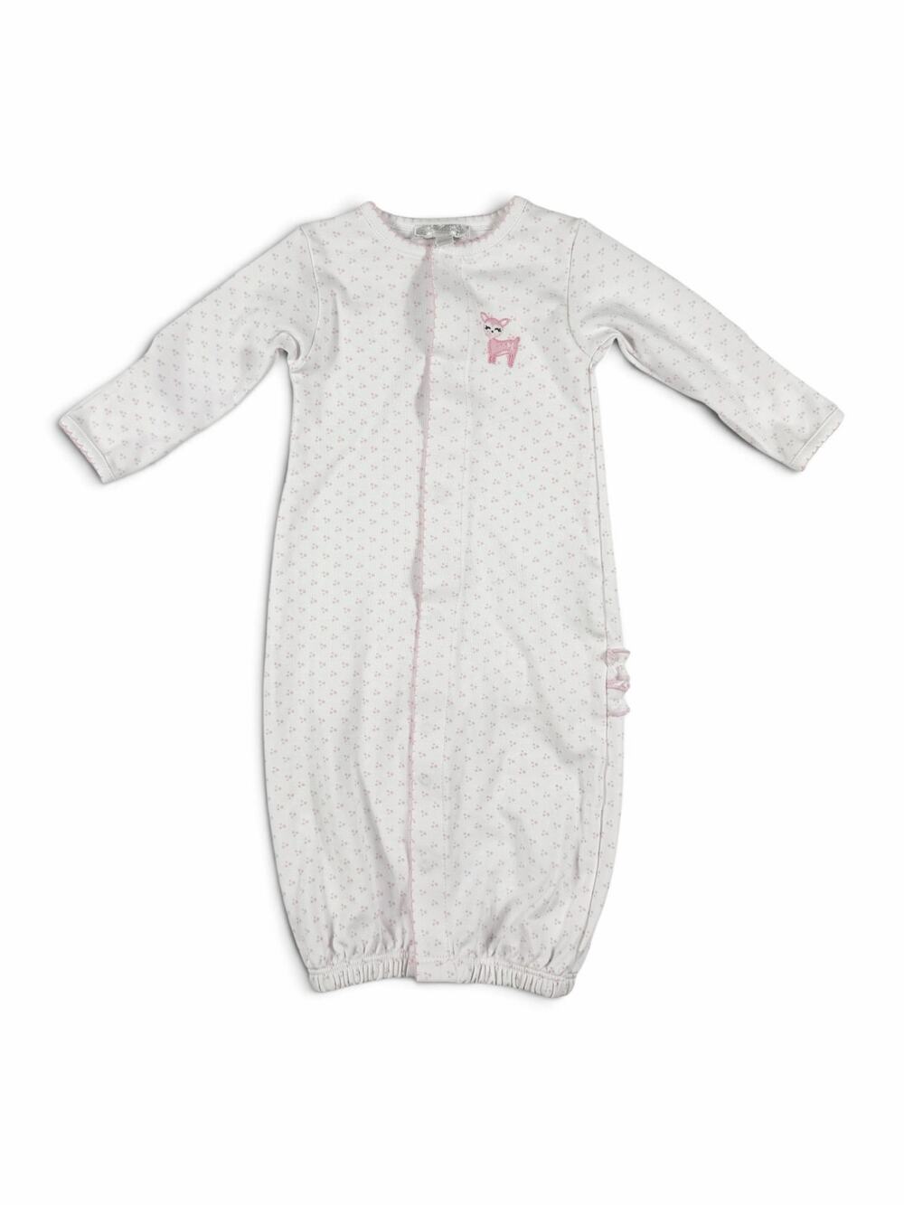 Magnolia Baby Pima Cotton Deer Converter Gown Romper Pink White size 5 months